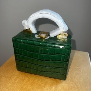 Brandon Blackwood Kendrick Mini Trunk in Forest Green Croc Embossed Leather